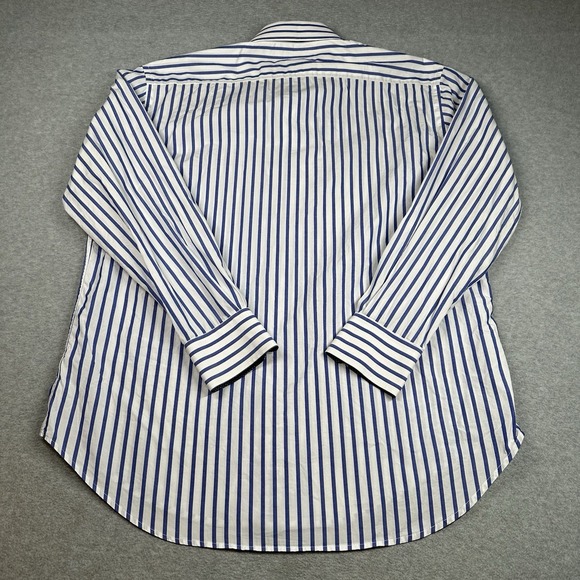 Bristol & Bull Striped Dress Shirt XL 17-17.5 34/35 (XL) Blue White Cotton - Picture 8 of 9